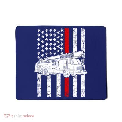 Fire Truck American Firefighter Thin Red Line Flag Mousepad