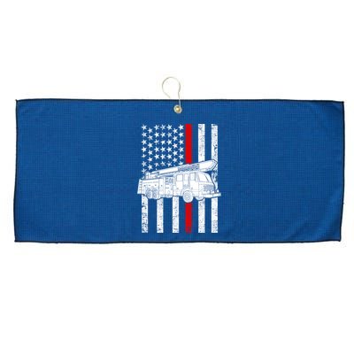 Fire Truck American Firefighter Thin Red Line Flag Large Microfiber Waffle Golf Towel