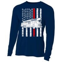 Fire Truck American Firefighter Thin Red Line Flag Cooling Performance Long Sleeve Crew