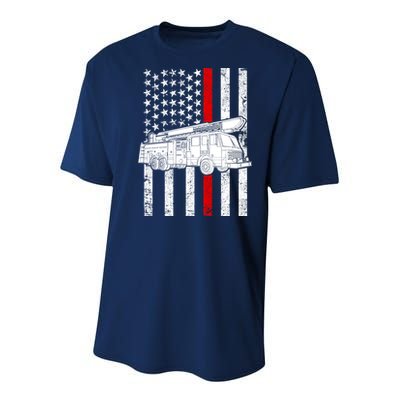 Fire Truck American Firefighter Thin Red Line Flag Youth Performance Sprint T-Shirt