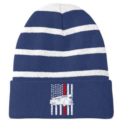 Fire Truck American Firefighter Thin Red Line Flag Striped Beanie with Solid Band