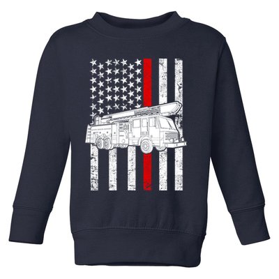 Fire Truck American Firefighter Thin Red Line Flag Toddler Sweatshirt