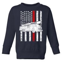 Fire Truck American Firefighter Thin Red Line Flag Toddler Sweatshirt