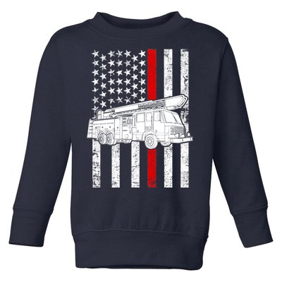 Fire Truck American Firefighter Thin Red Line Flag Toddler Sweatshirt