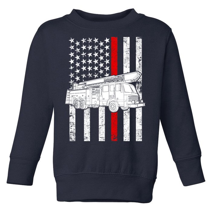 Fire Truck American Firefighter Thin Red Line Flag Toddler Sweatshirt