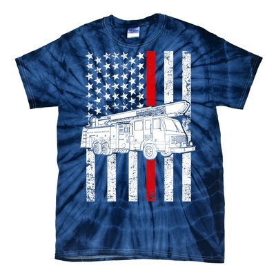 Fire Truck American Firefighter Thin Red Line Flag Tie-Dye T-Shirt