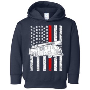 Fire Truck American Firefighter Thin Red Line Flag Toddler Hoodie