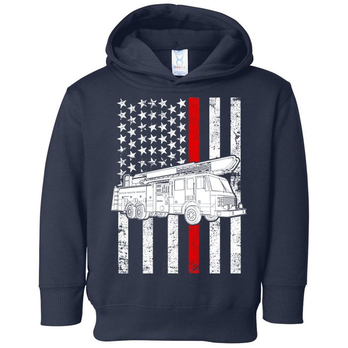 Fire Truck American Firefighter Thin Red Line Flag Toddler Hoodie