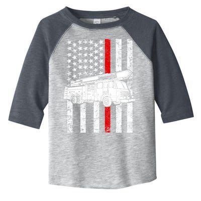 Fire Truck American Firefighter Thin Red Line Flag Toddler Fine Jersey T-Shirt