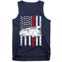 Fire Truck American Firefighter Thin Red Line Flag Tank Top