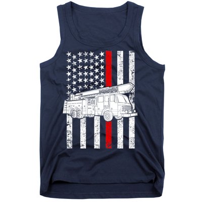 Fire Truck American Firefighter Thin Red Line Flag Tank Top