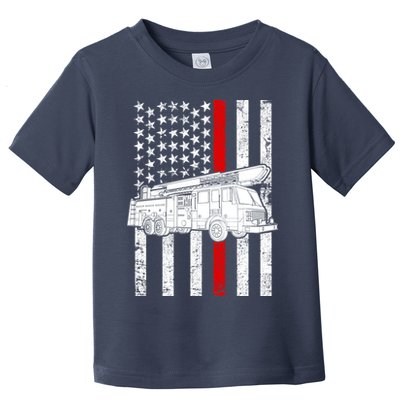 Fire Truck American Firefighter Thin Red Line Flag Toddler T-Shirt