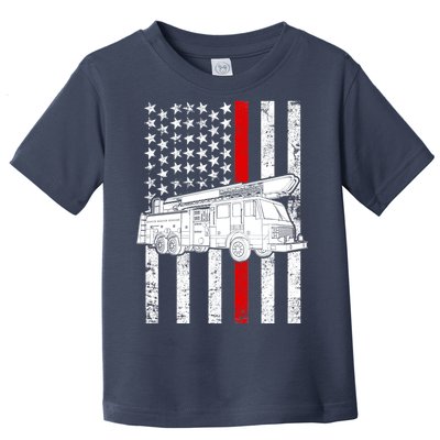 Fire Truck American Firefighter Thin Red Line Flag Toddler T-Shirt