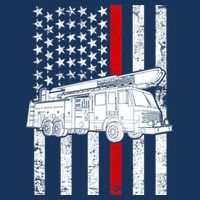 Fire Truck American Firefighter Thin Red Line Flag Women's V-Neck T-Shirt