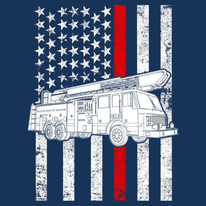 Fire Truck American Firefighter Thin Red Line Flag Women's V-Neck T-Shirt
