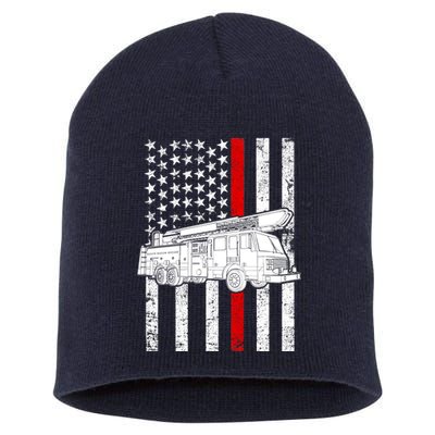 Fire Truck American Firefighter Thin Red Line Flag Short Acrylic Beanie