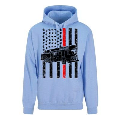 Fire Truck American Firefighter Thin Red Line Flag Unisex Surf Hoodie