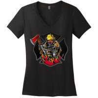 Firefighter Women's V-Neck T-Shirt