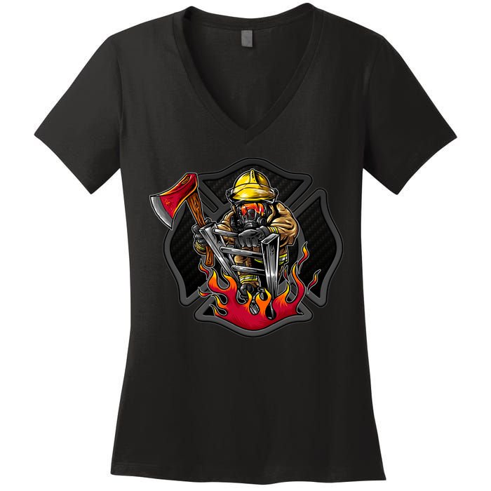 Firefighter Women's V-Neck T-Shirt