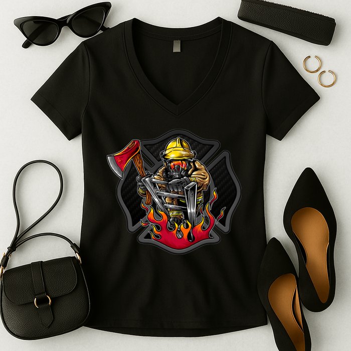 Firefighter Women's V-Neck T-Shirt