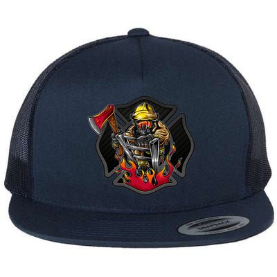 Firefighter Flat Bill Trucker Hat