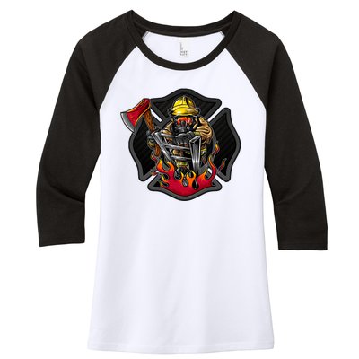 Firefighter Women's Tri-Blend 3/4-Sleeve Raglan Shirt