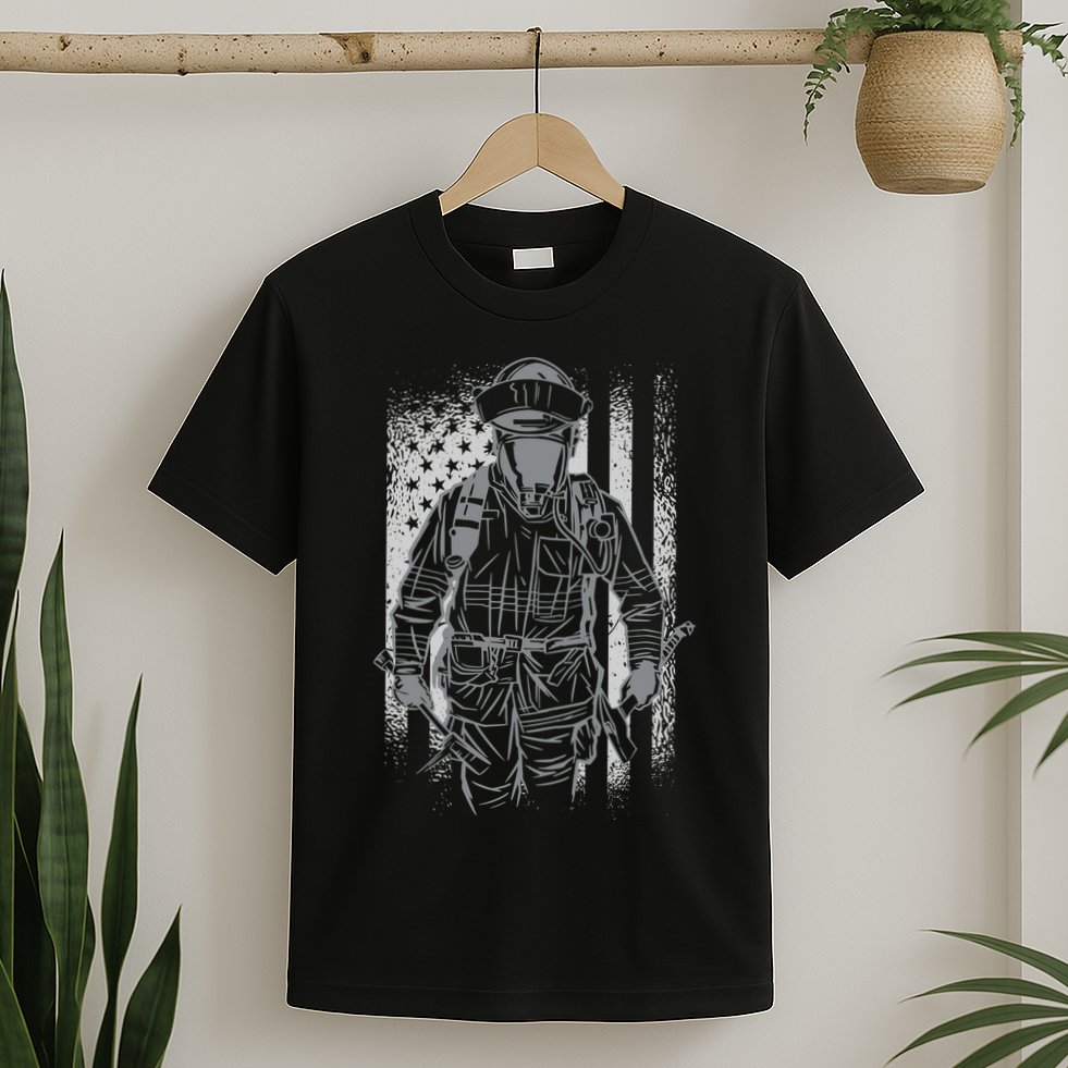 Firefighter American Flag T-Shirt