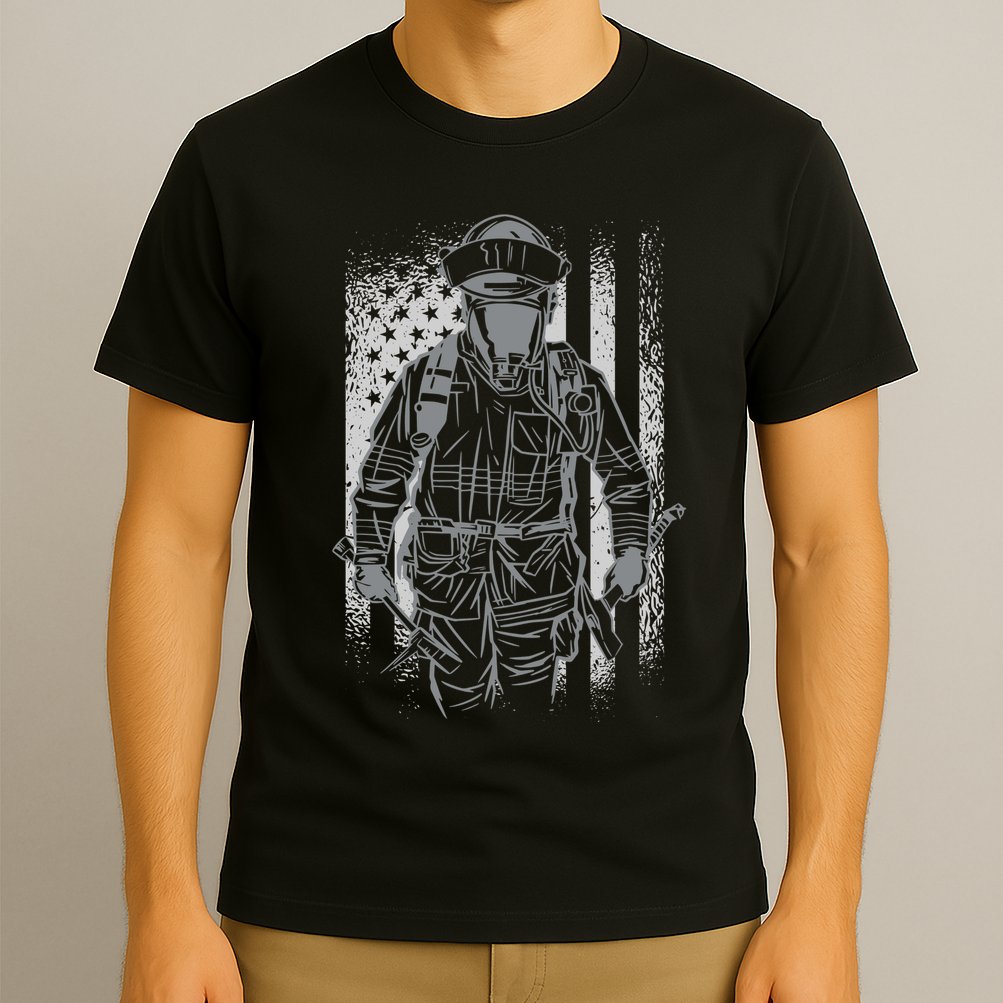 Firefighter American Flag T-Shirt