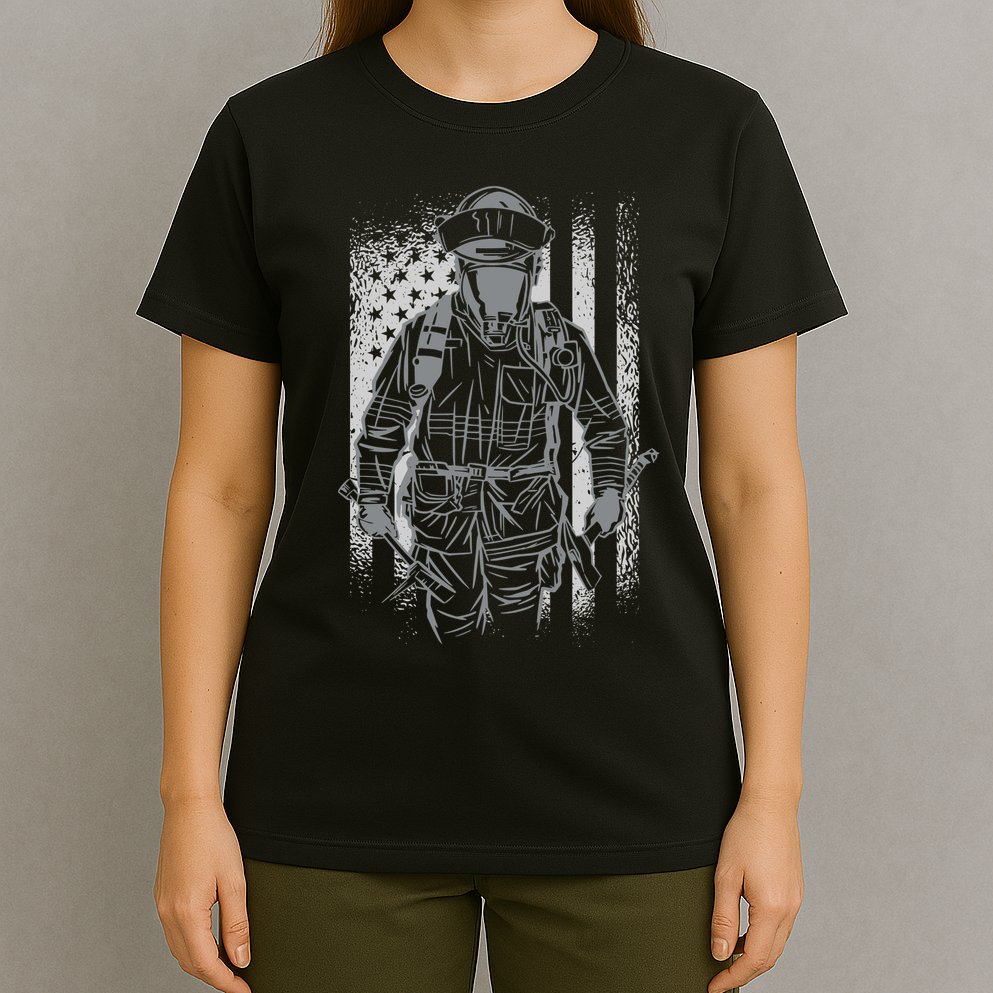 Firefighter American Flag T-Shirt