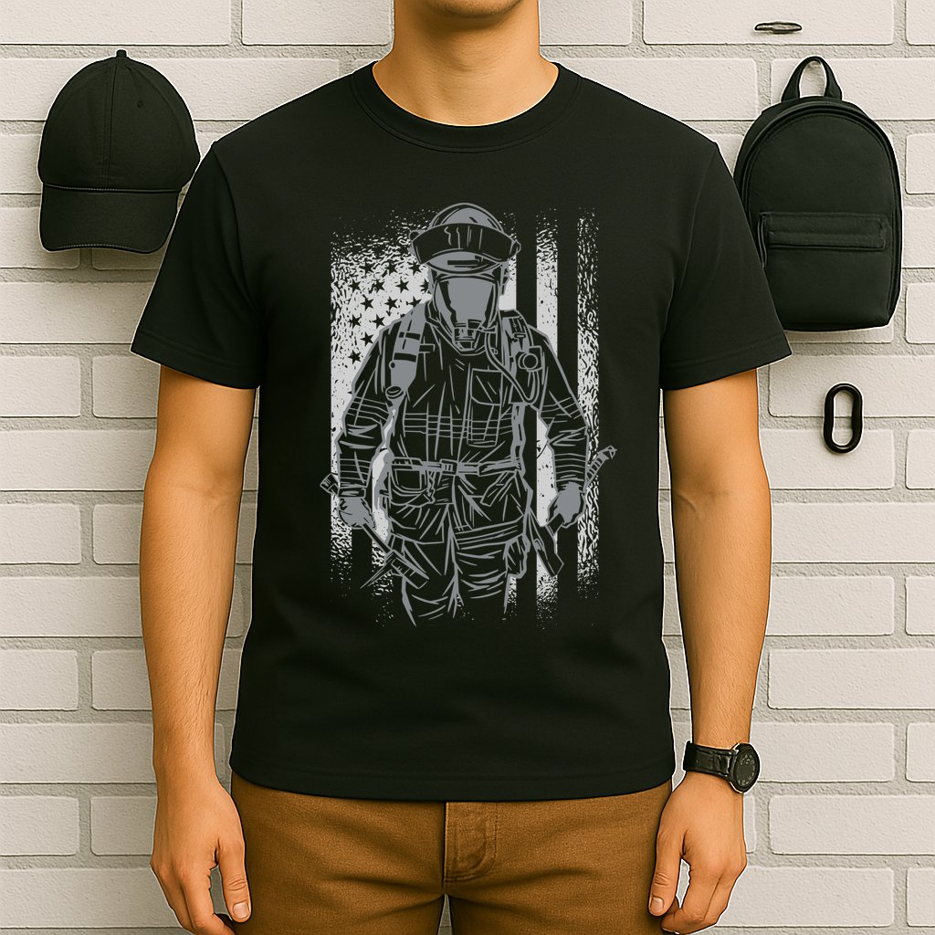 Firefighter American Flag T-Shirt