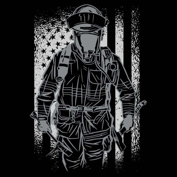 Firefighter American Flag V-Neck T-Shirt