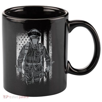 Firefighter American Flag 11oz C Handle Ceramic Mug