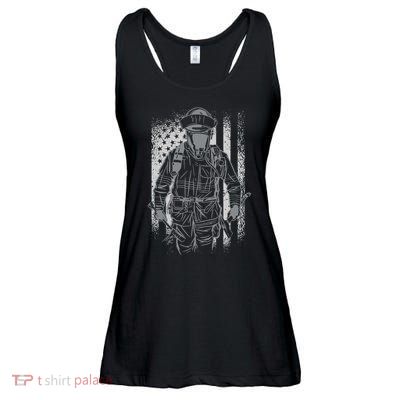 Firefighter American Flag Ladies Essential Flowy Tank