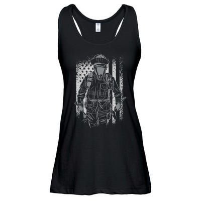 Firefighter American Flag Ladies Essential Flowy Tank