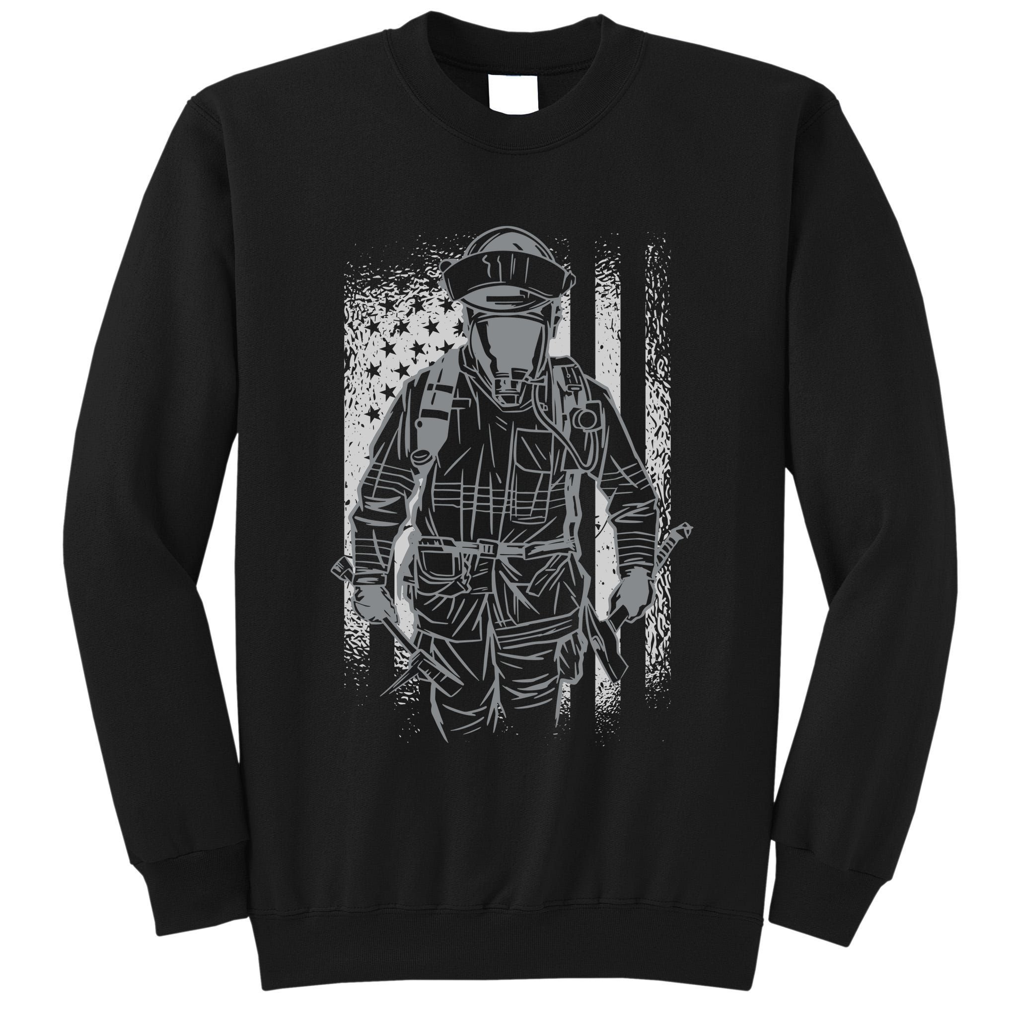Firefighter American Flag Tall Sweatshirt