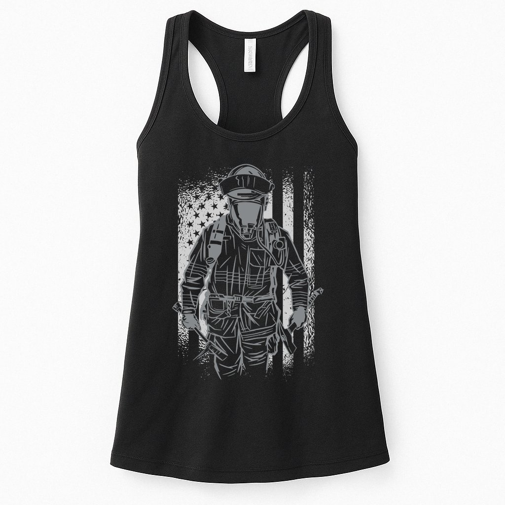 Firefighter American Flag Womens Tank Top