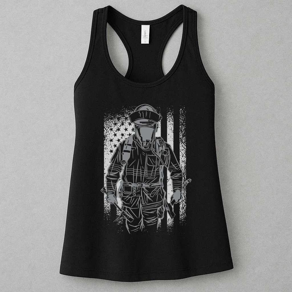Firefighter American Flag Womens Tank Top