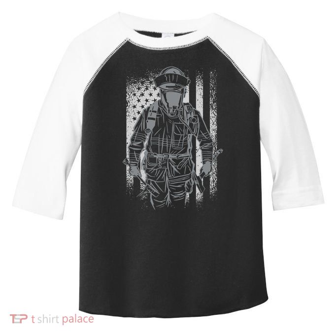 Firefighter American Flag Toddler Fine Jersey T-Shirt