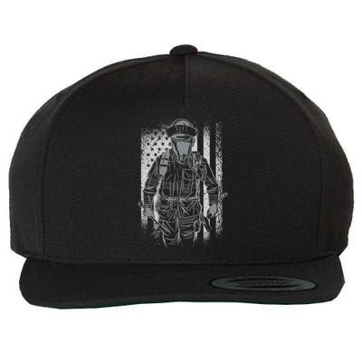 Firefighter American Flag Wool Snapback Cap