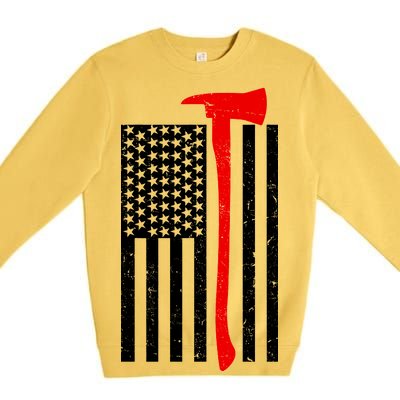 Firefighter Axe American Flag Premium Crewneck Sweatshirt