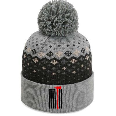 Firefighter Axe American Flag The Baniff Cuffed Pom Beanie