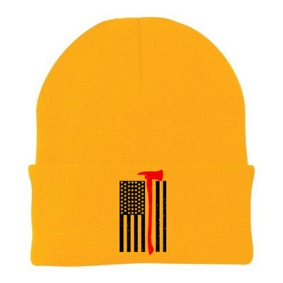 Firefighter Axe American Flag Knit Cap Winter Beanie