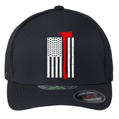 Firefighter Axe American Flag Flexfit Unipanel Trucker Cap