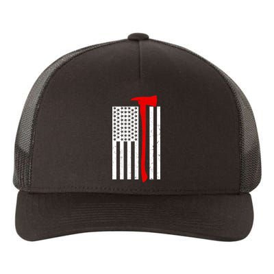 Firefighter Axe American Flag Yupoong Adult 5-Panel Trucker Hat