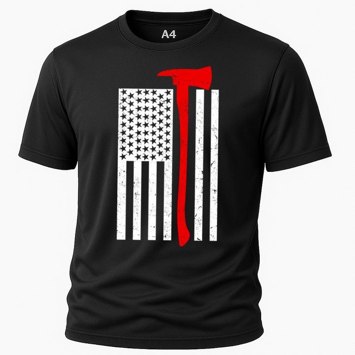 Firefighter Axe American Flag Performance Shirt
