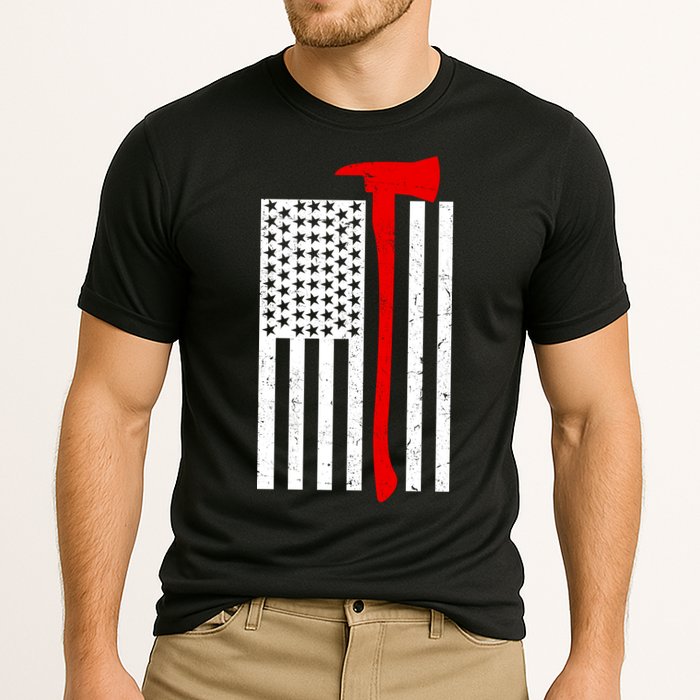 Firefighter Axe American Flag Performance Shirt