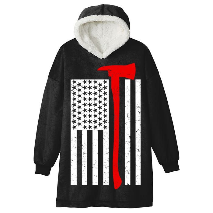 Firefighter Axe American Flag Hooded Wearable Blanket