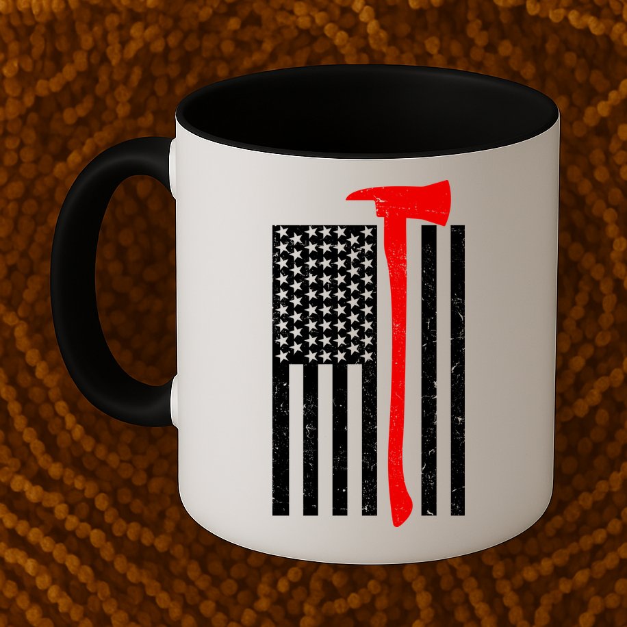 Firefighter Axe American Flag Mug