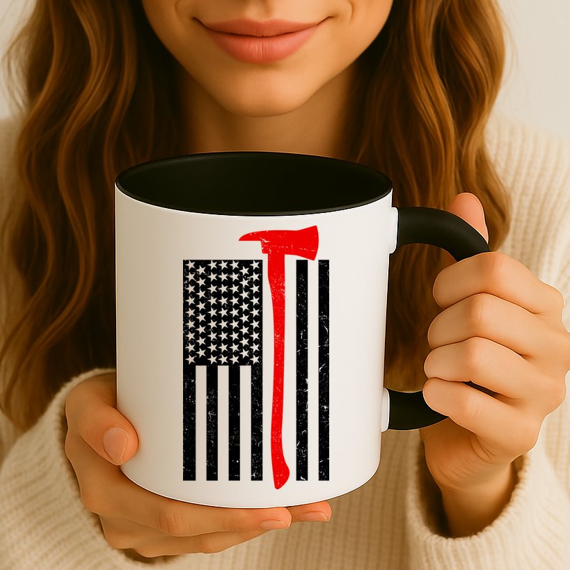 Firefighter Axe American Flag Mug