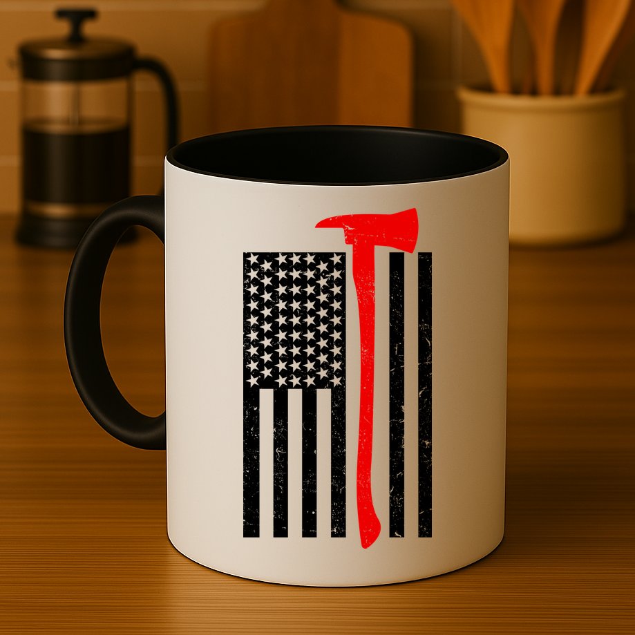 Firefighter Axe American Flag Mug
